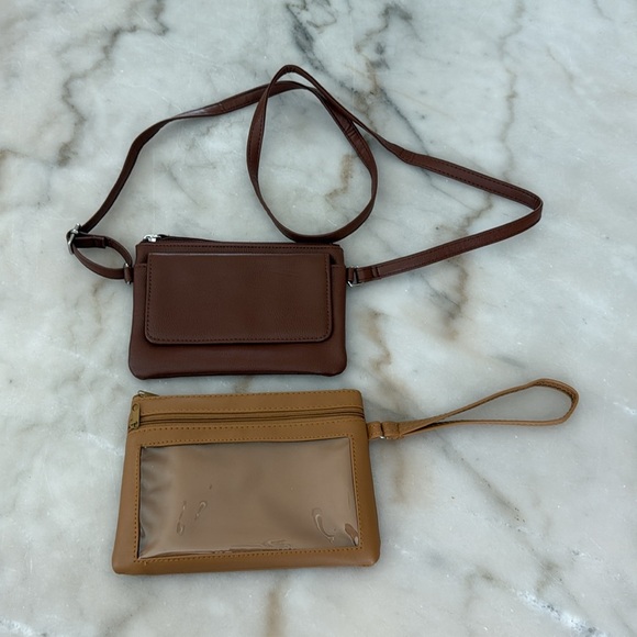 Smart Trend Brown and Tan Crossbody and Clutch Set of 2 Bags Faux Leather NWOT - Picture 5 of 13